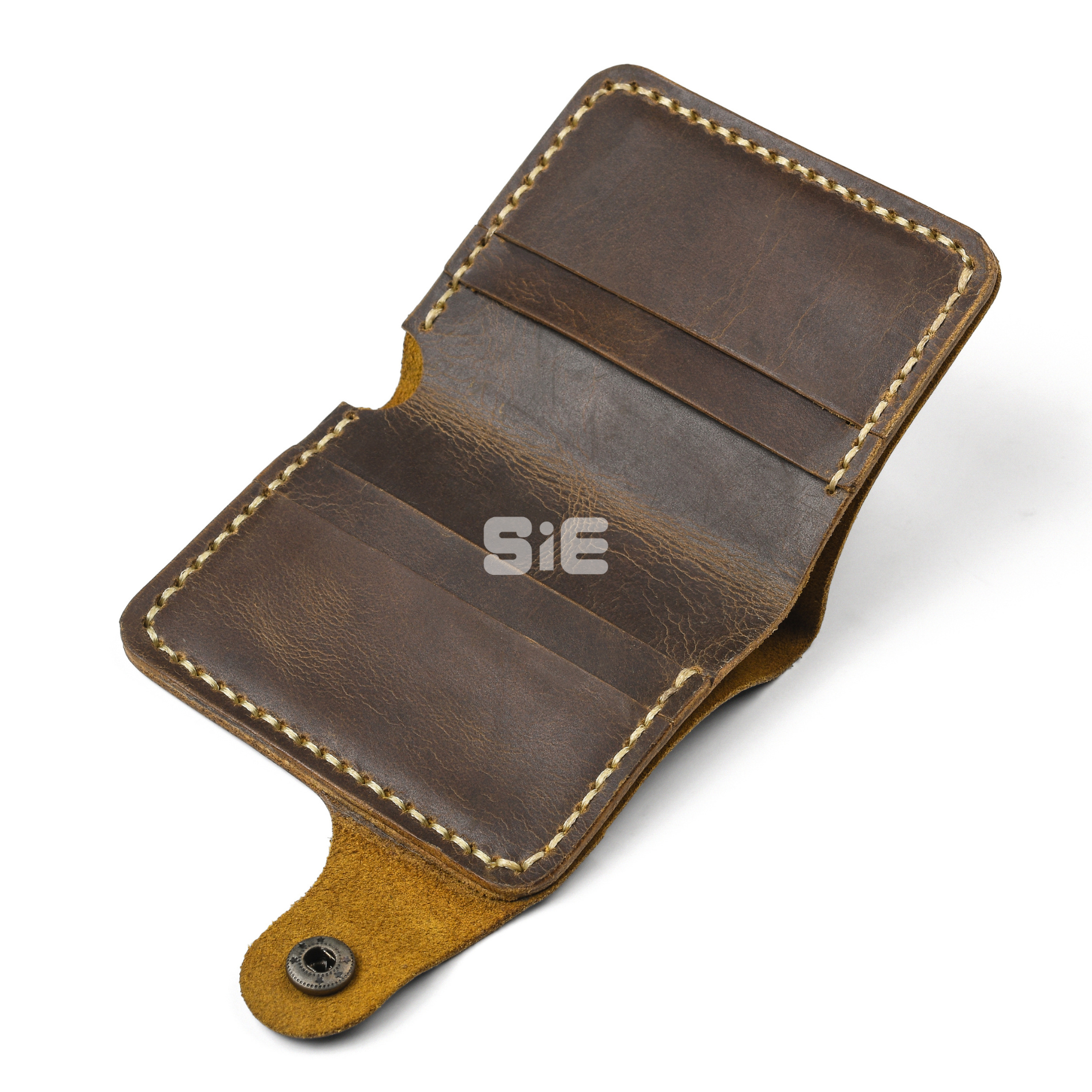Men's Light Brown Leather Minimalist Bifold Wallet