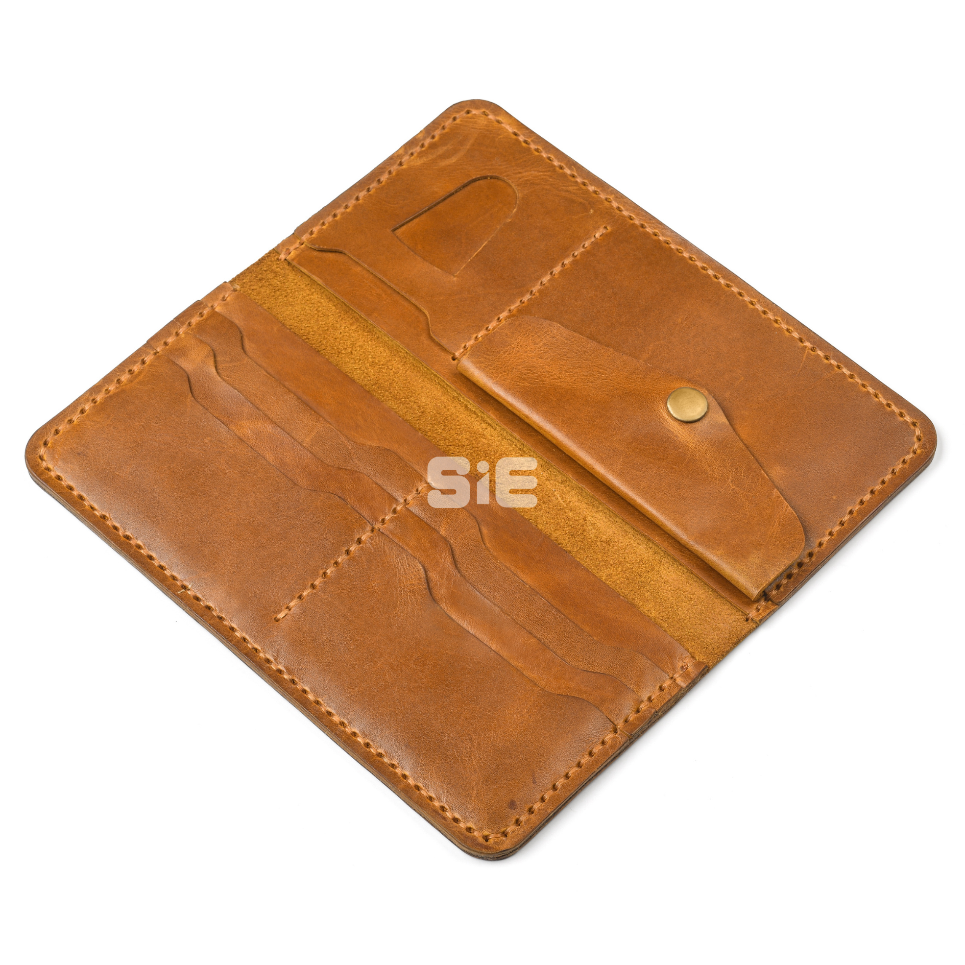 Men's Tawny Cinnamon Brown Leather Minimalist Bifold Wallet