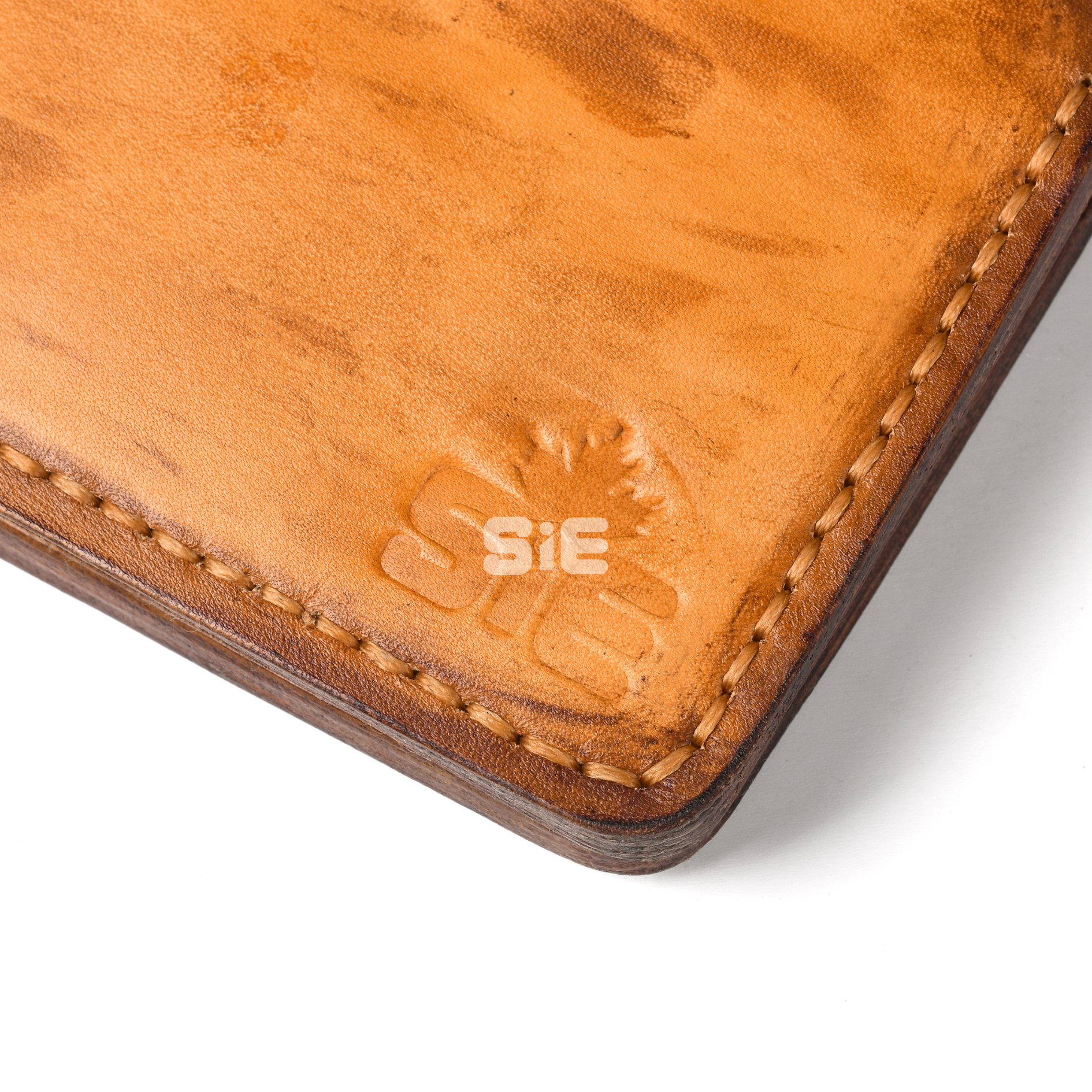 Men's Distressed Golden Tan Leather Bifold Wallet with Coin Pocket