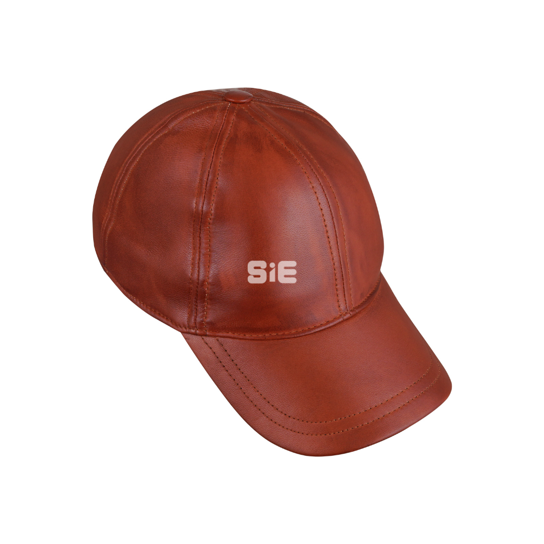 Men's Black Lambskin Leather Baseball Cap | Handcrafted | SIE