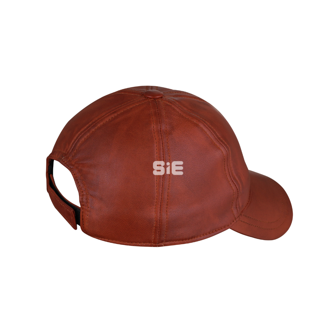 Men's Black Lambskin Leather Baseball Cap | Handcrafted | SIE