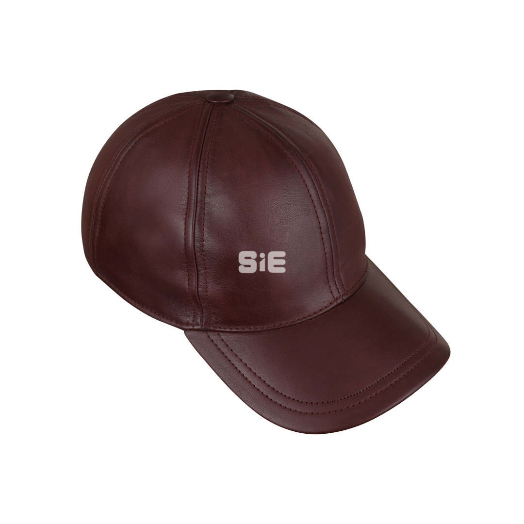 Men's Black Lambskin Leather Baseball Cap | Handcrafted | SIE