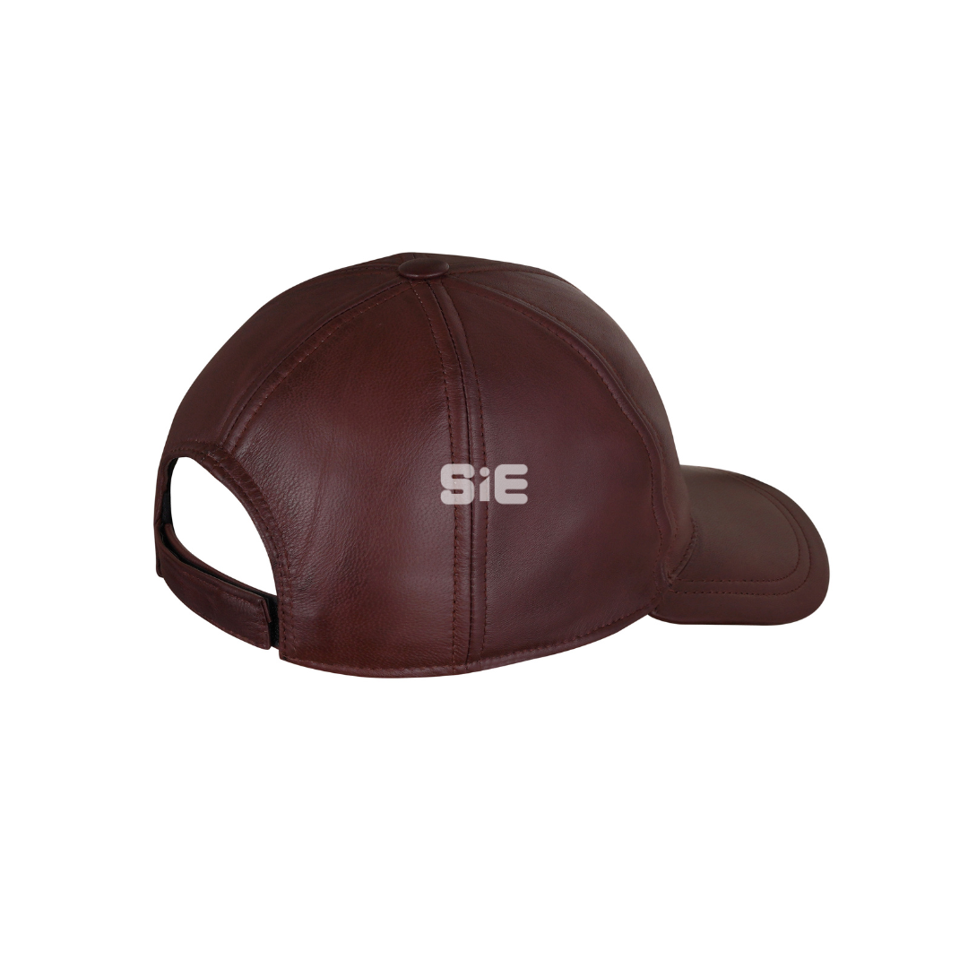 Men's Black Lambskin Leather Baseball Cap | Handcrafted | SIE