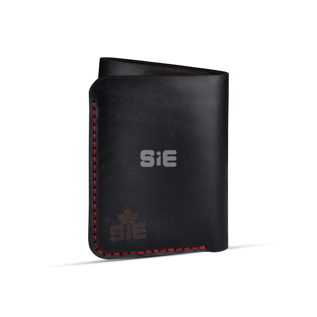 Men's Black Leather Trifold Wallet with ID Window | Handcrafted | SIE
