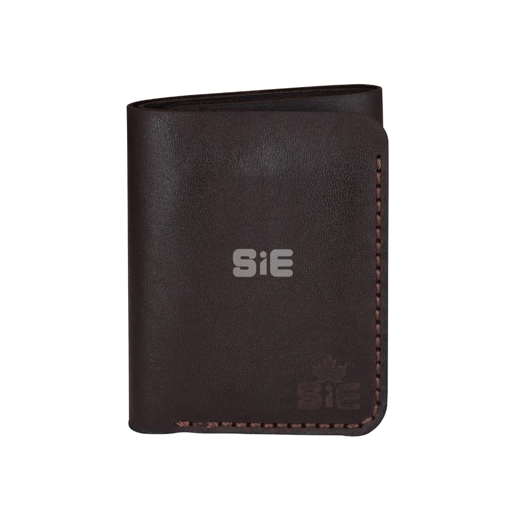 Men's Black Leather Trifold Wallet with ID Window | Handcrafted | SIE