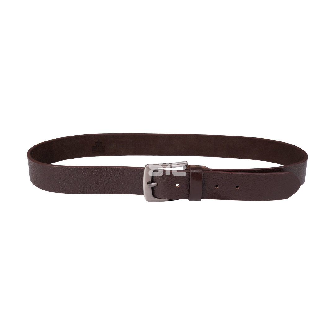 Men's Dark Brown Genuine Leather Belt | Pebbled Texture | Gunmetal Buckle | Handcrafted | SIE Canada