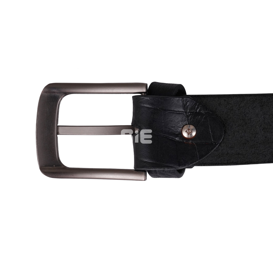 Men's Black Snake Print Genuine Leather Belt | Slim | Rounded Gunmetal Buckle | Handcrafted | SIE Canada