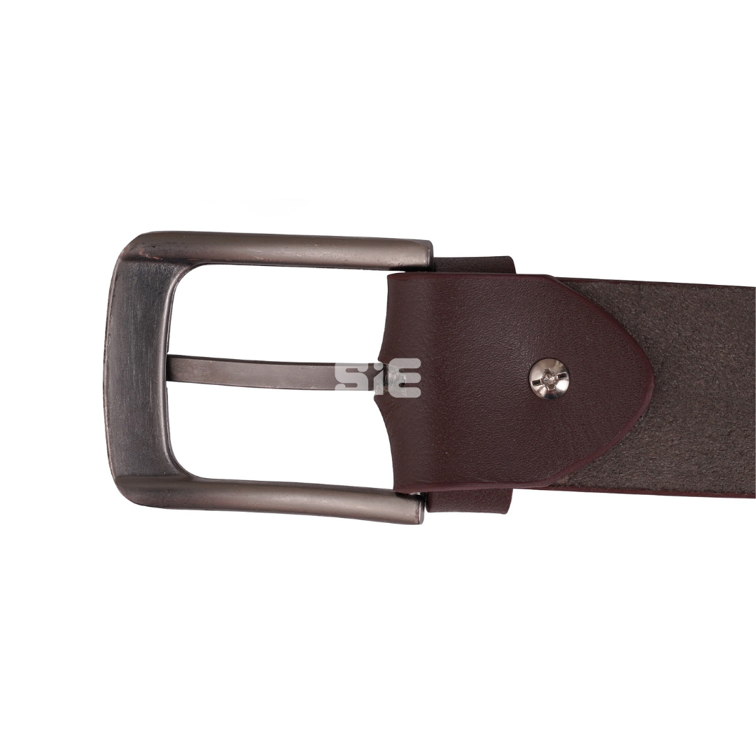 Men's Burgundy Smooth Genuine Leather Belt | Wide | Antique Gunmetal Buckle | Handcrafted | SIE Canada