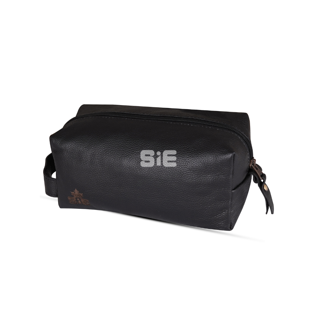 Men's Black Pebbled Leather Shaving Pouch | SIE Canada