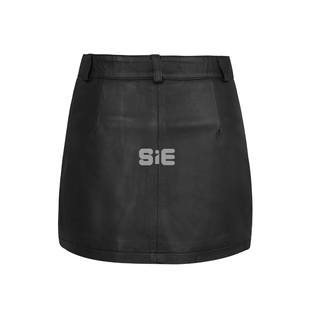 Women's Black Lambskin Leather Mini Skirt | High Waist | SIE Canada