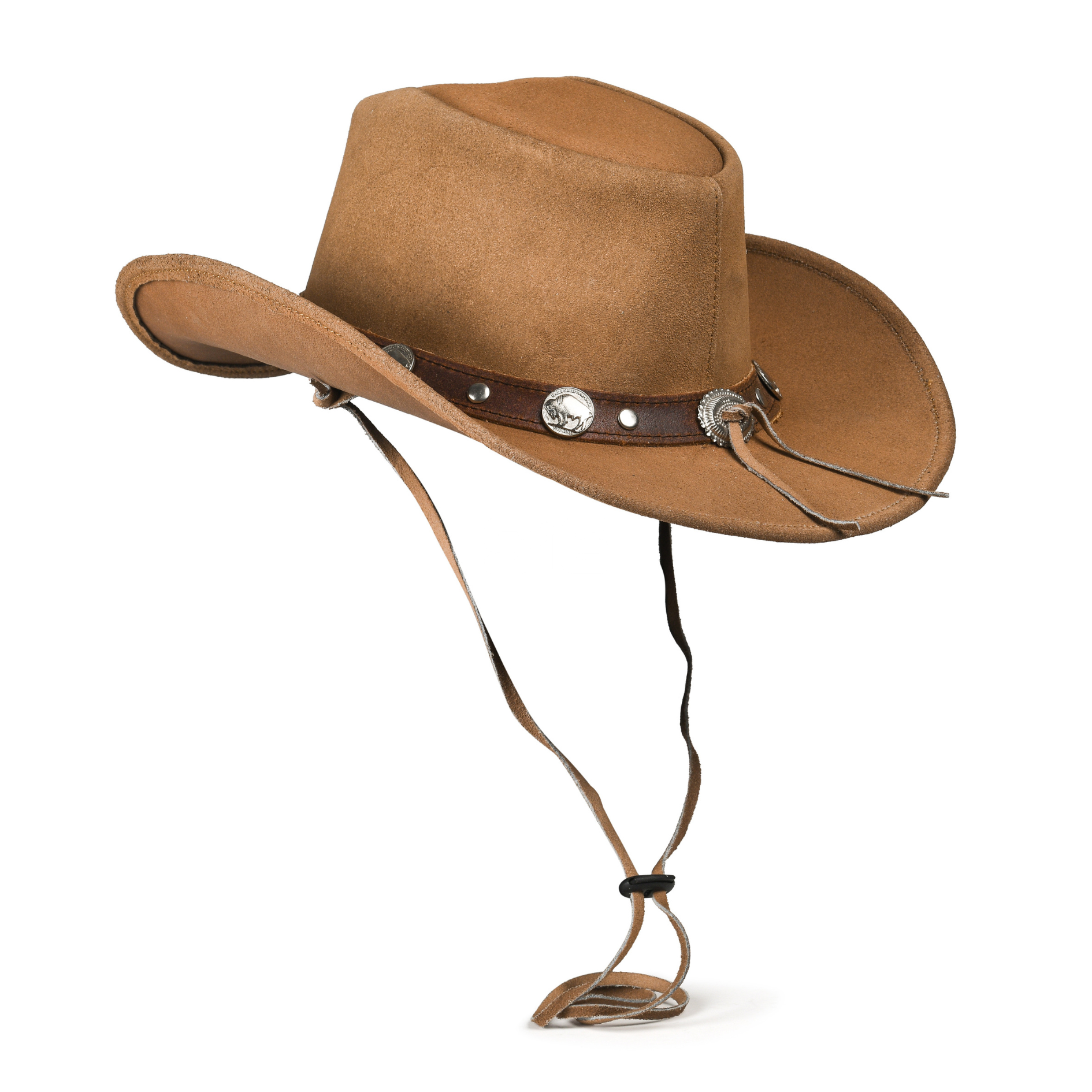 Men's Tan Suede Leather Cowboy Hat | Silver Conchos | SIE Canada