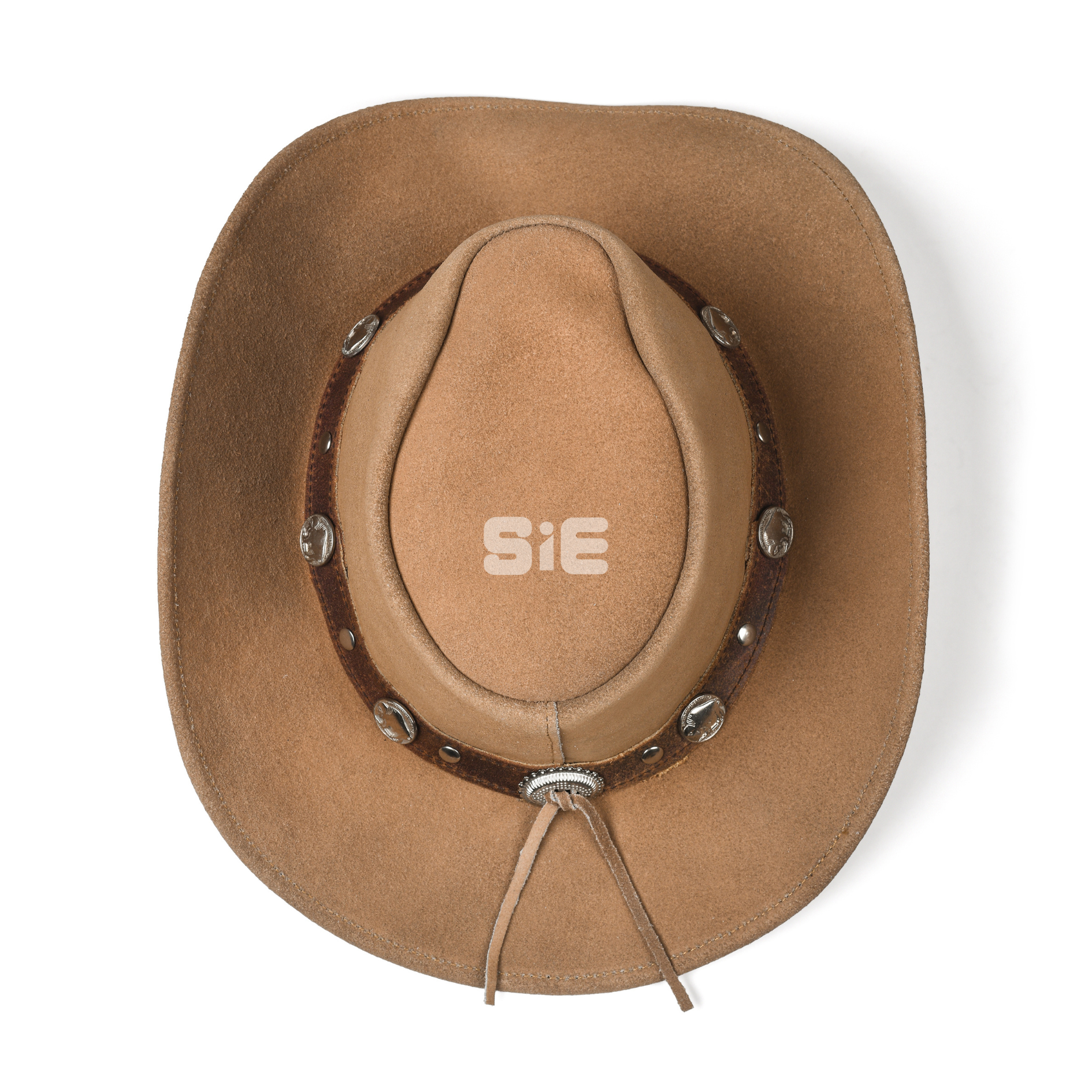 Men's Tan Suede Leather Cowboy Hat | Silver Conchos | SIE Canada