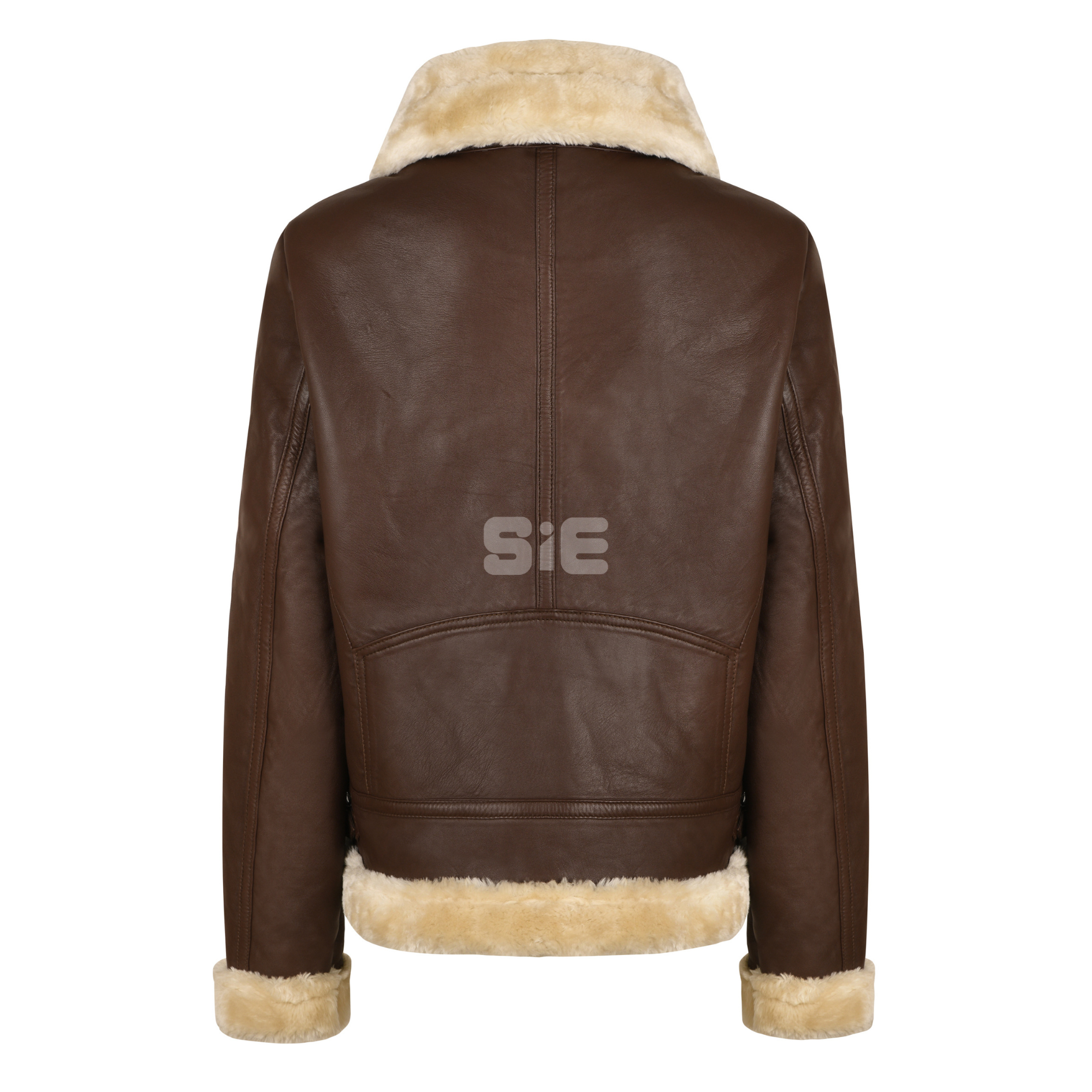 Women's Brown Leather Aviator Jacket with Shearling Lining