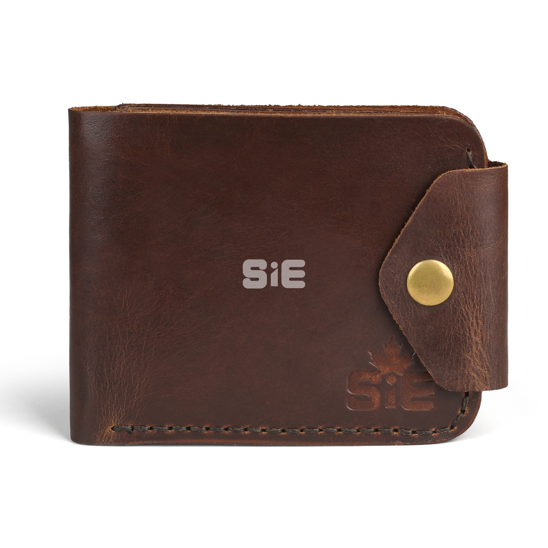 Men's Chocolate Brown Leather Bifold Wallet with Snap Closure