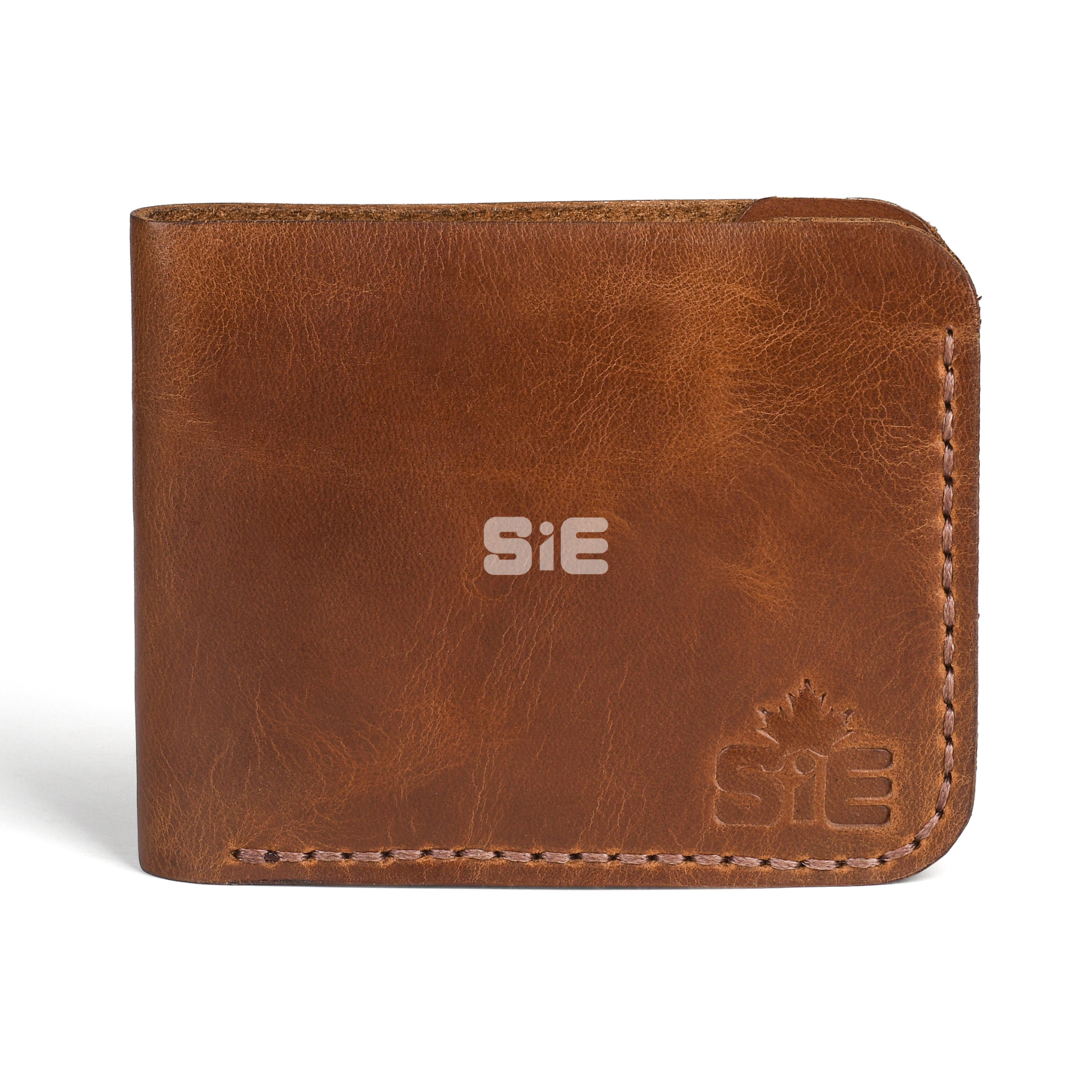 Men's Saddle Brown Leather Minimalist Bifold Wallet