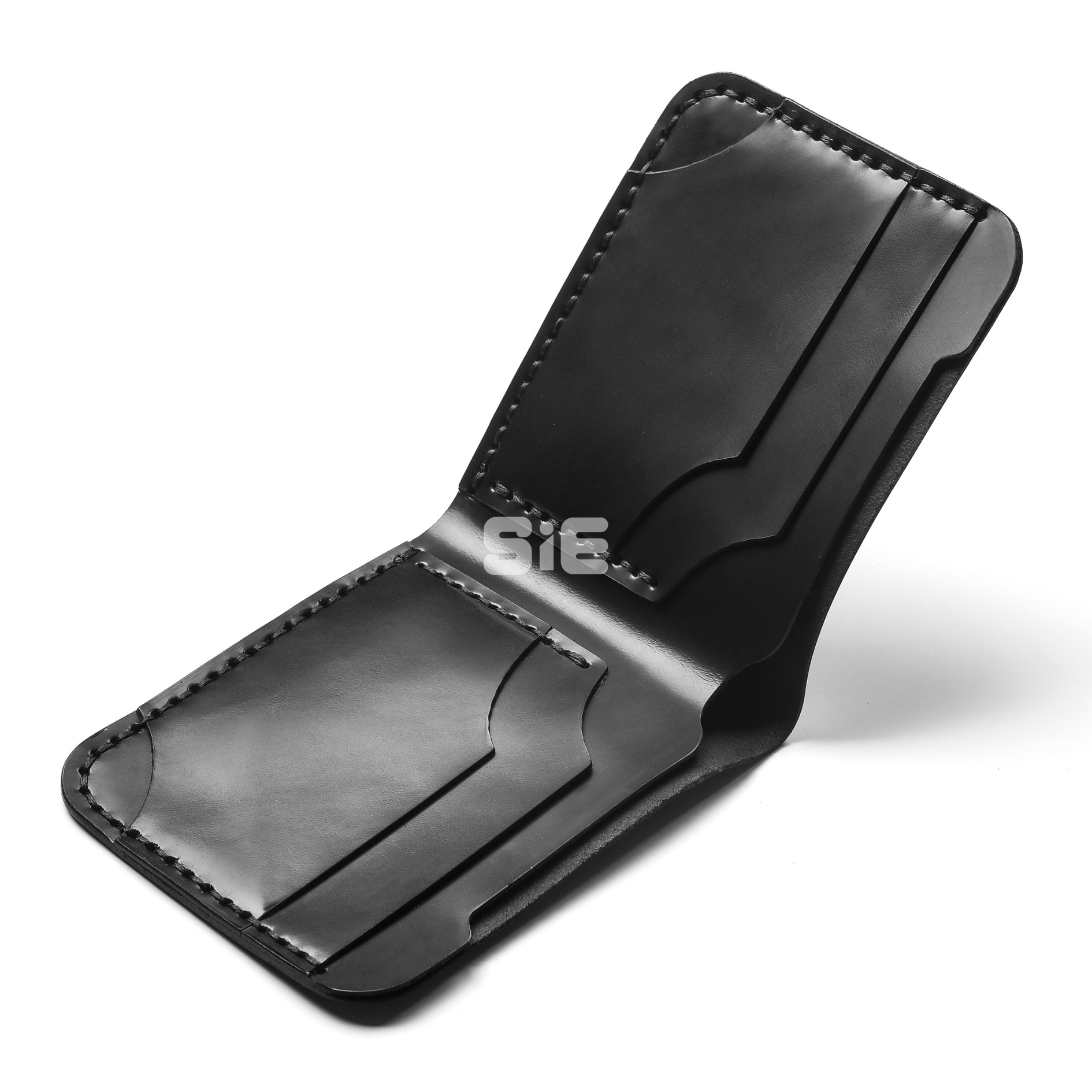 Men's Black Leather Minimalist Bifold Wallet