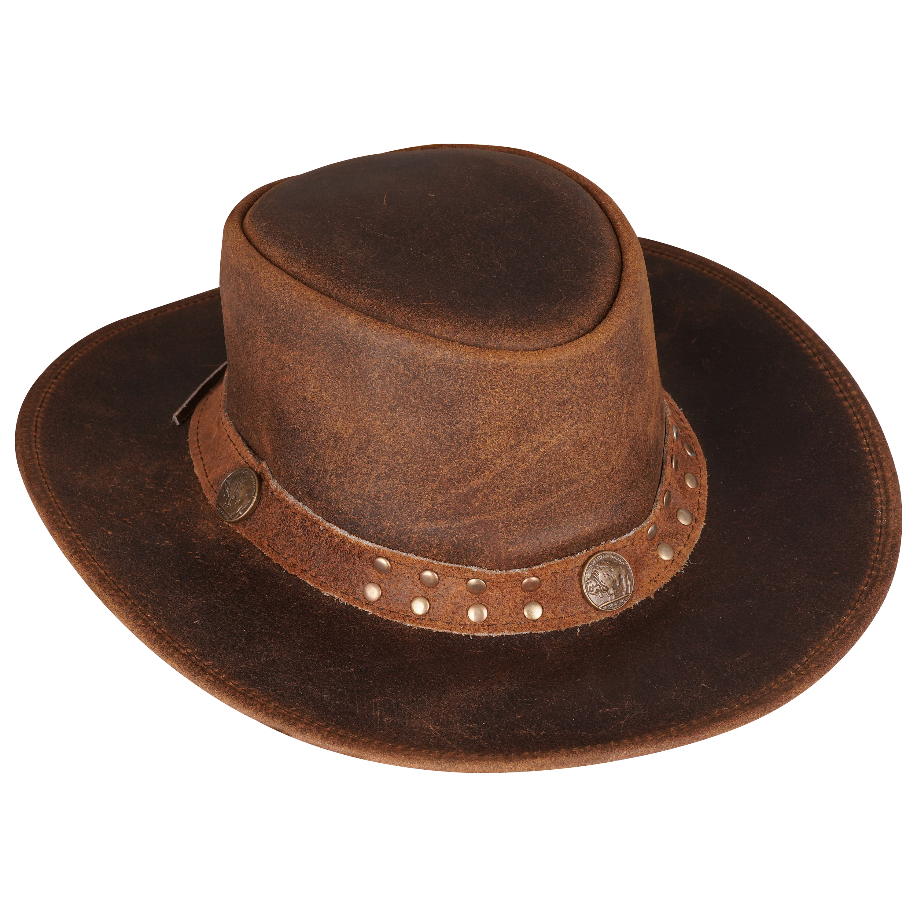Cowboy Leather Hat – Handmade Western Style Hat in Brown by Sialkot Import Export