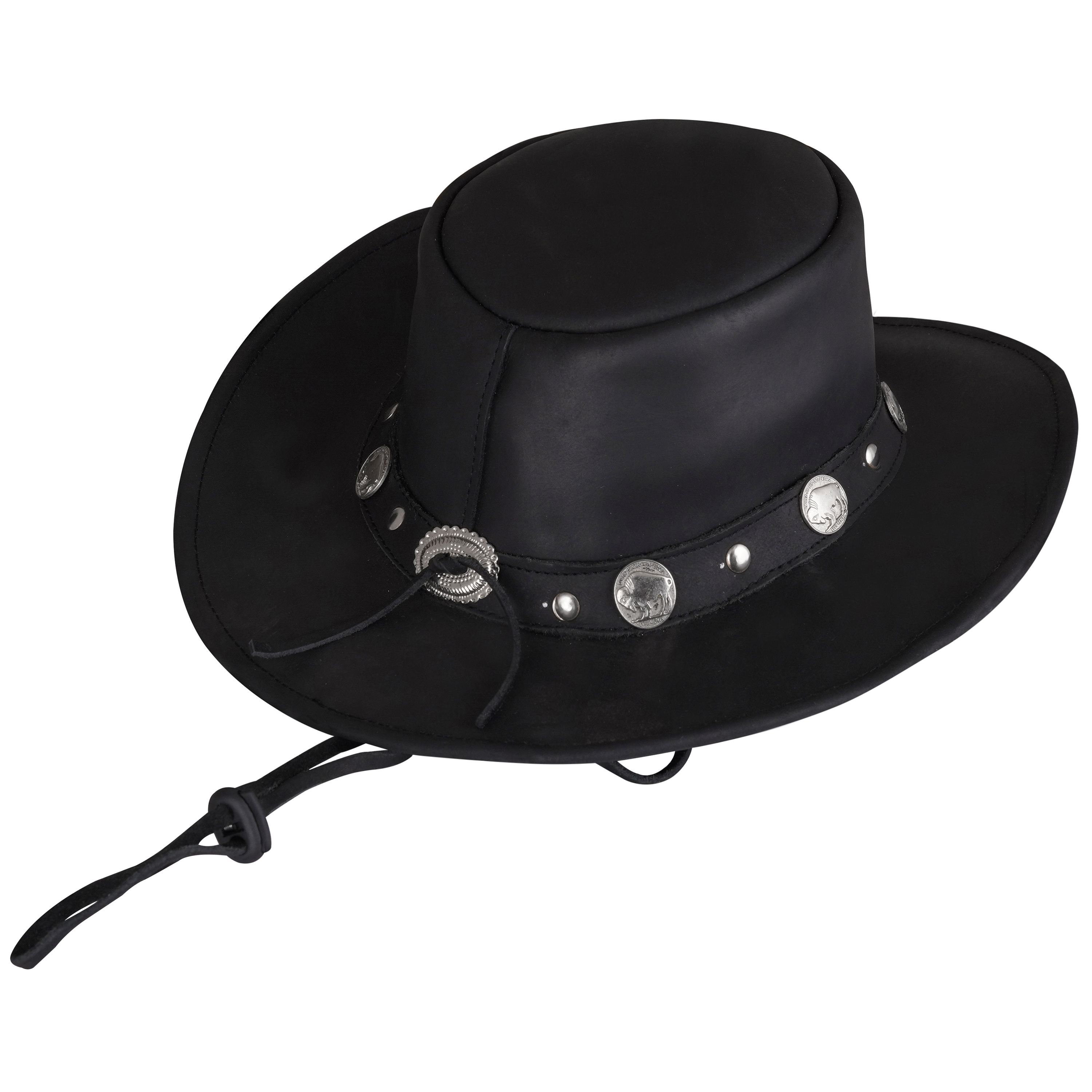 Handmade Black Cowboy Leather Hat – Premium Western Style by Sialkot Import Export