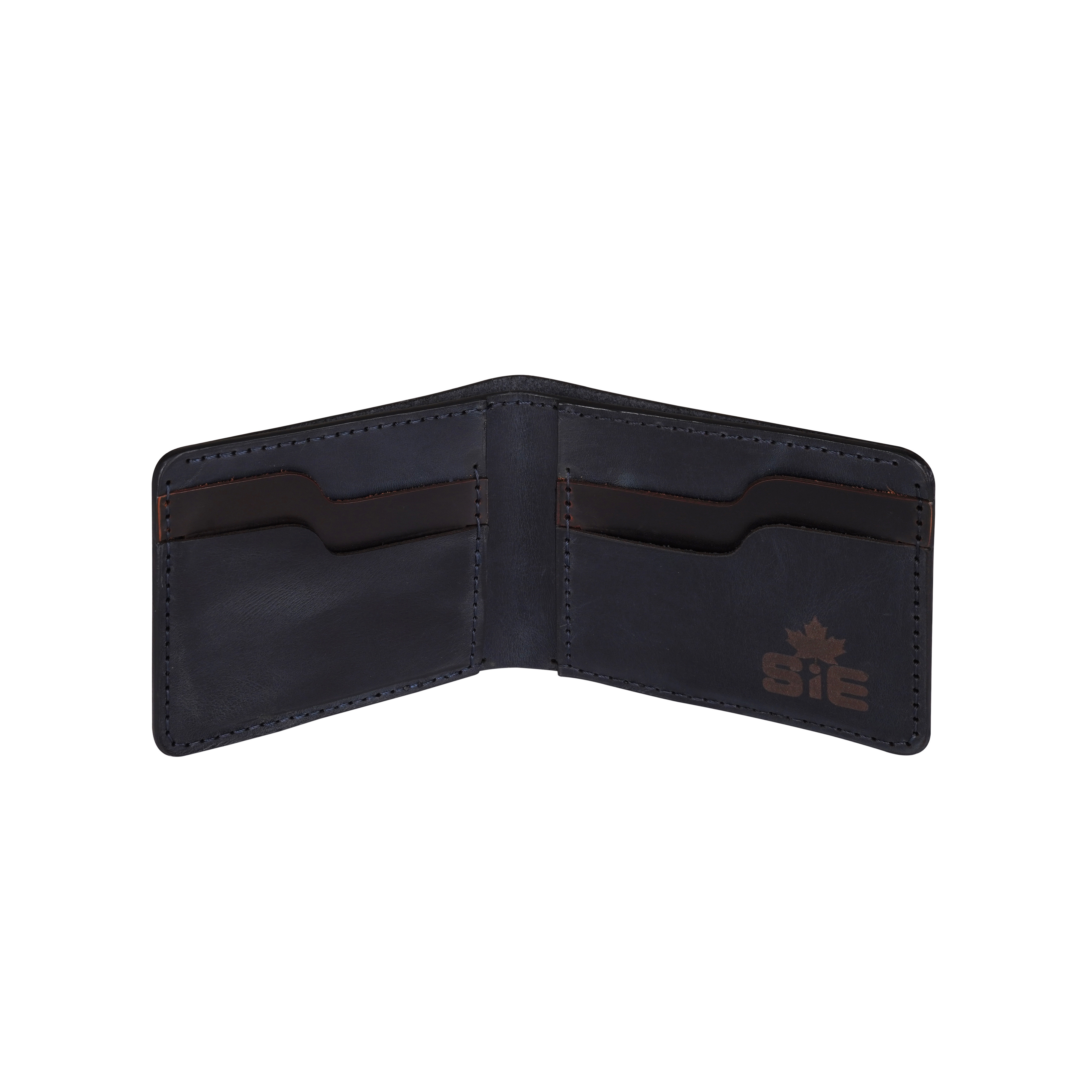 Bi-fold Real Leather Handmade Wallet- Deep Blue